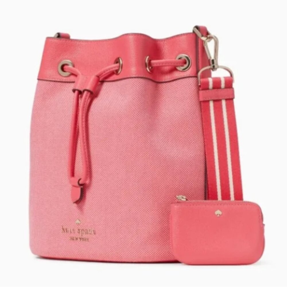 Kate Spade Rosie Canvas Large Bucket Bag Pink Peppercorn NWT!